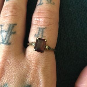 Gold ring with garnet